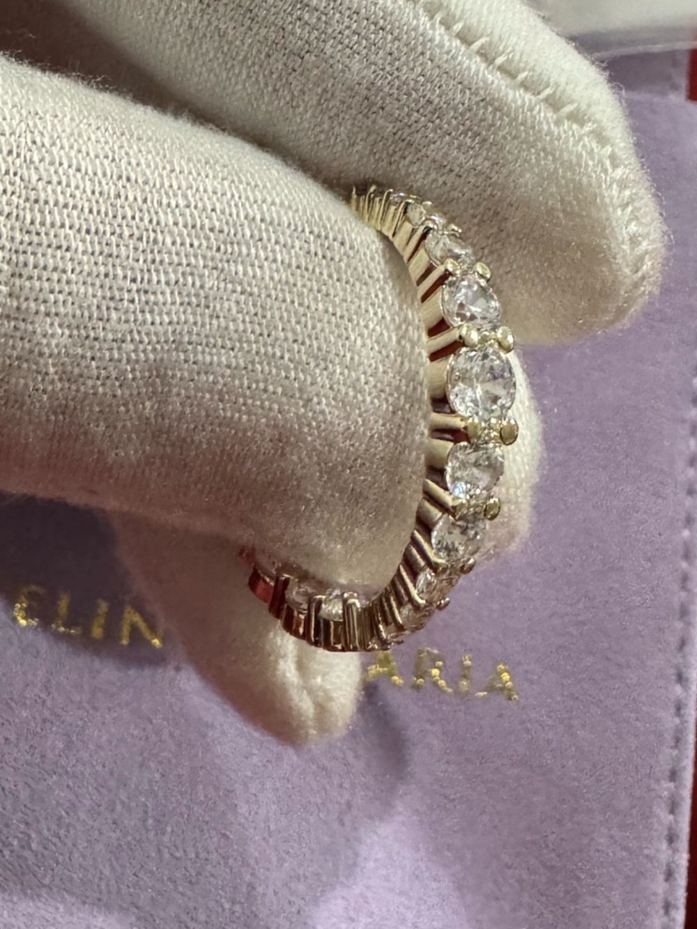 Gold Graduated Diamondette Hoop Earrings 1” - Picture 8 of 15